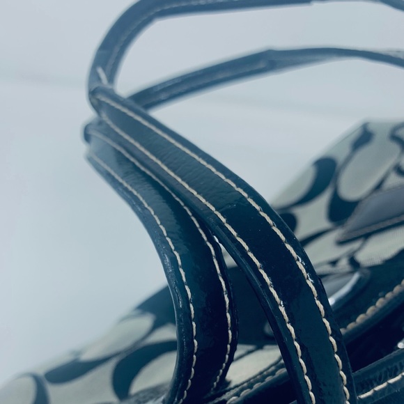 Coach Canvas Signature Print Stripe Shoulder Bag - Picture 13 of 16